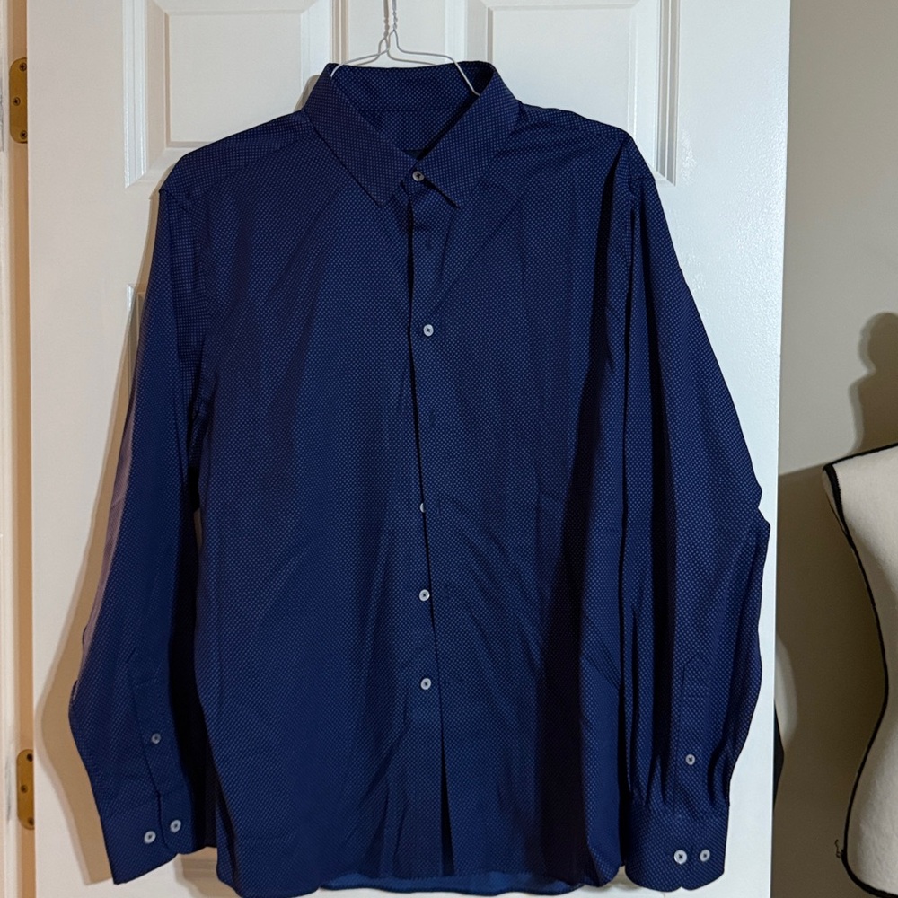 Kenneth Cole Deep Blue Patterned Shirt